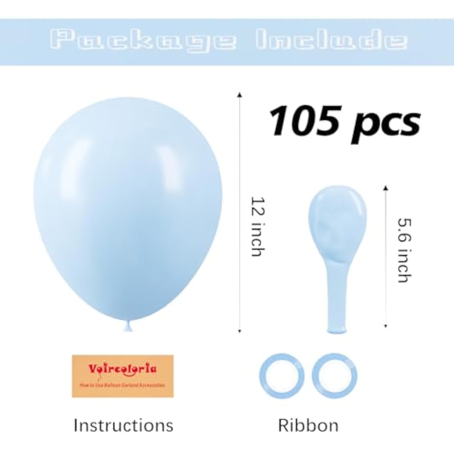 Baby Blue Latex Balloons (105 Pcs): Baby Shower, Birthday Party Decor