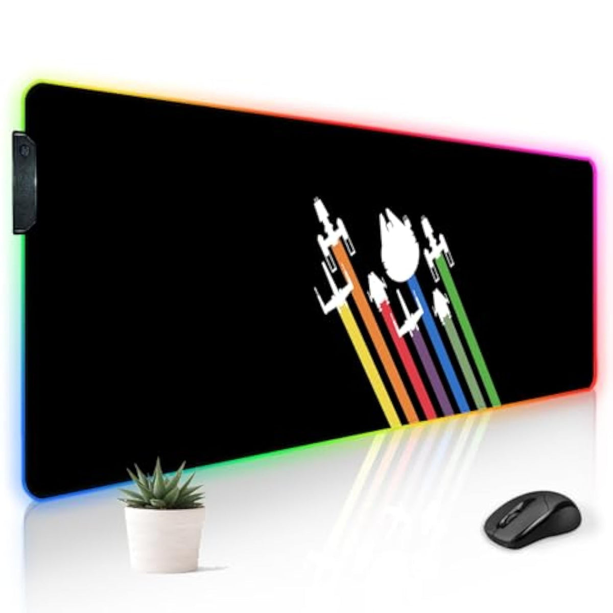 Rgb Mousepad Led Desk Mat Gaming Large Keyboard Cute Desktop Computer Laptop 14 Light Xxl Long Giant Big Cool Modern Design Unique For Men Boys Gamer Oversized Wide 30X12'' Mousepad, Space