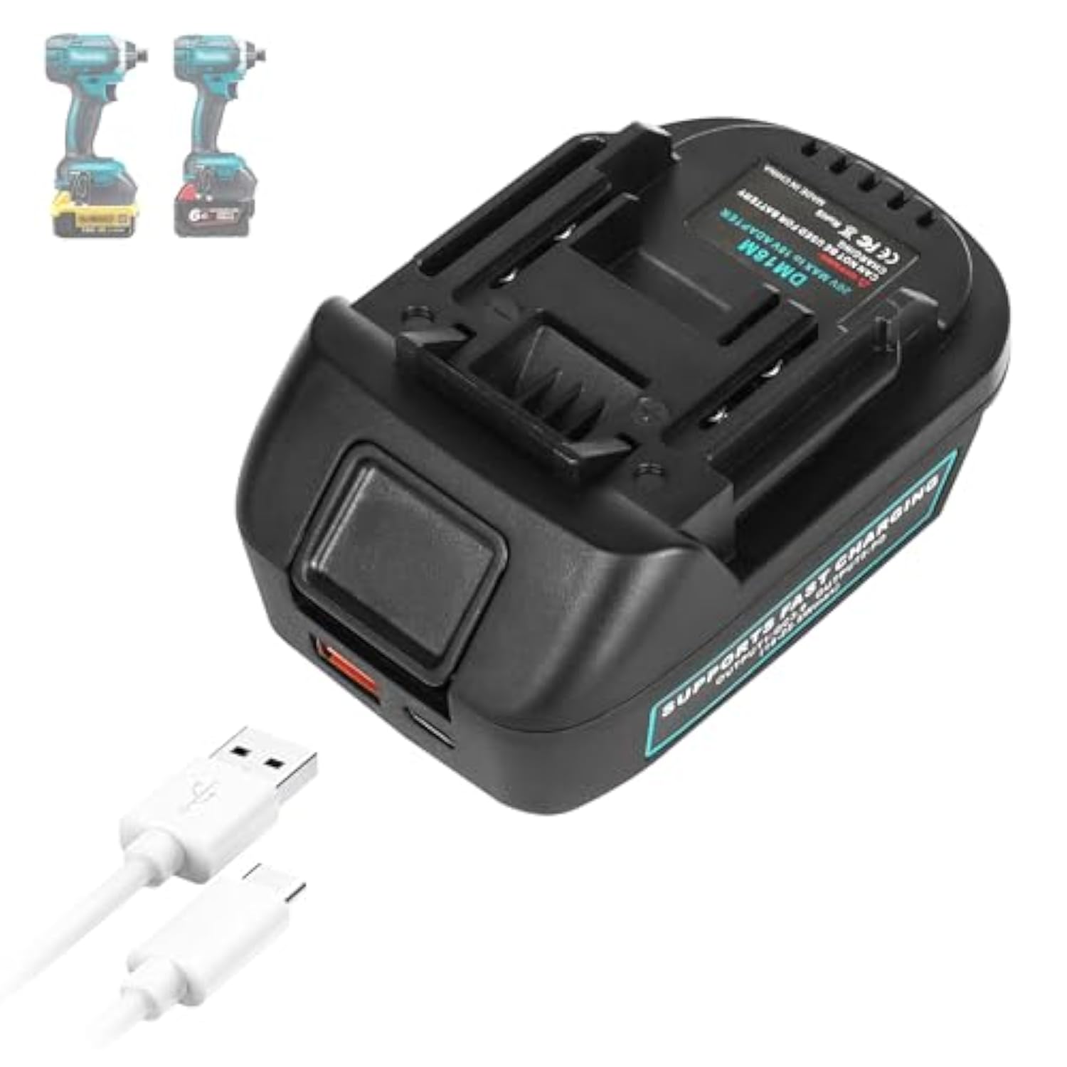 Dm18M Battery Adapter With Usb & Type-C Charging Socket For Dewalt 20V & Milwaukee 18V M18 Lithium Battery Convert To Makita 18V Battery Bl1830 Bl1840 Bl1850 (Adapter Only)
