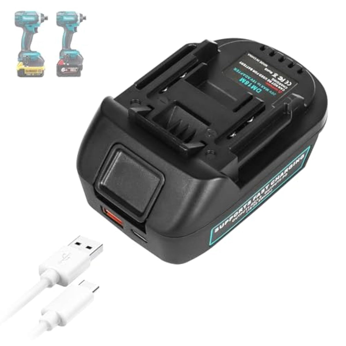 Dm18M Battery Adapter With Usb & Type-C Charging Socket For Dewalt 20V & Milwaukee 18V M18 Lithium Battery Convert To Makita 18V Battery Bl1830 Bl1840 Bl1850 (Adapter Only)