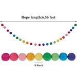 3 Pieces Wool Felt Ball Garland Colorful Pom Pom Garland Handmade 6.5 Feet Long 24 Balls Felt Banner For Wall Christmas Tree Decoration (Rainbow)