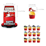55Pcs Sneakers Birthday Themed Party Decorations, Set Contains Banner, Backdrop Balloons Party Invitation Cards And Envelopes Cupcake Toppers Cake Topper For Boys And Sports Themed Supplies