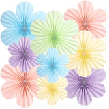 Pastel Paper Flowers Decorations For Wall, Hanging Paper Fans Paper Floral Backdrop Decor Paper Fans Decoration Mothers Day Birthday Wedding Baby Shower, Set Of 9
