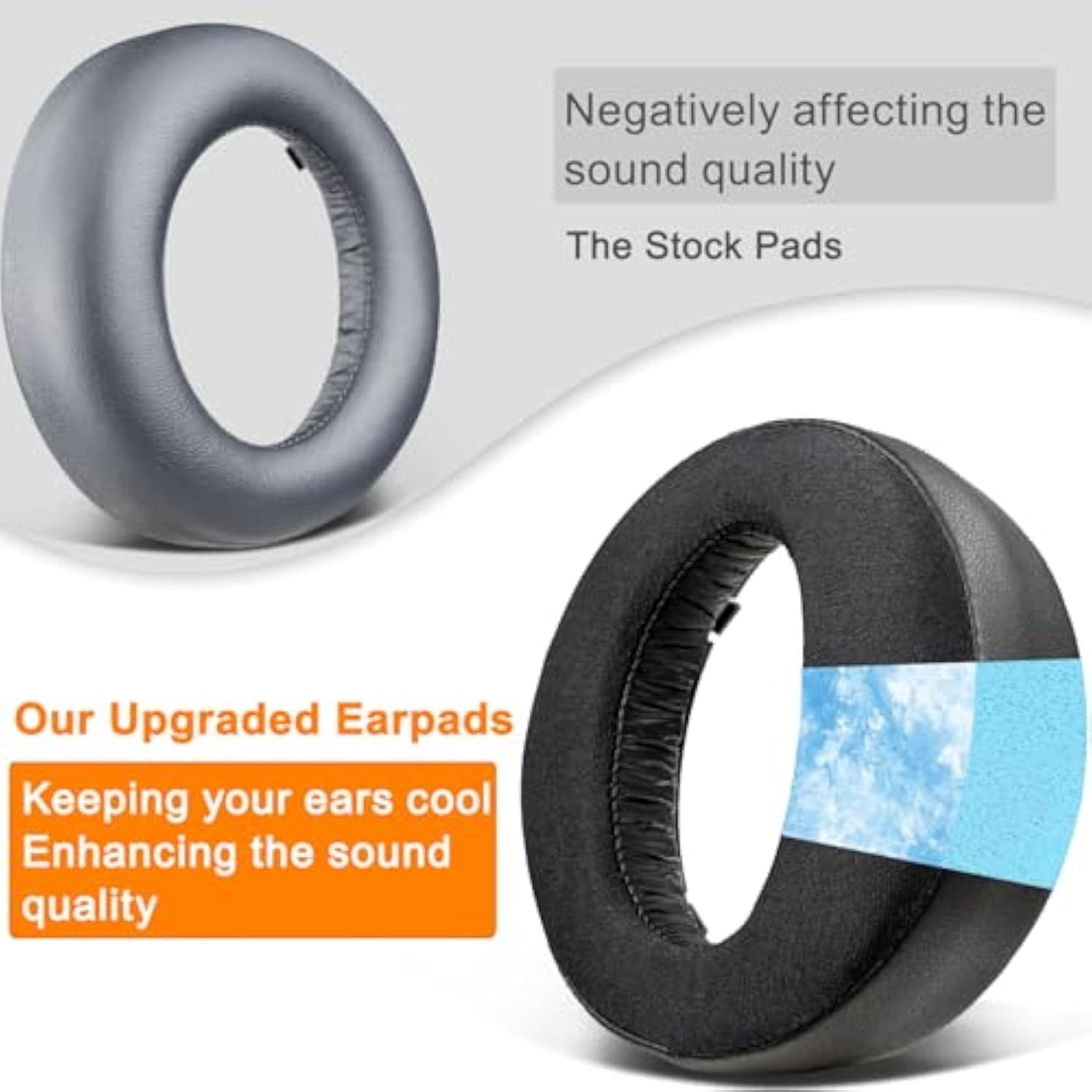 Cooling-Gel Replacement Earpads Cushions For Sony Playstation 5 Pulse Ps5 3D Wireless Headset, Ear Pads Cushions With Noise Isolation Foam - Black