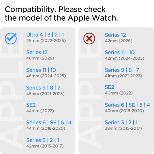 Spigen for  Watch Band, Compatible with Ultra 3/2/1 49mm, Series 11/10 46mm, 9/8/7 45mm, SE3/SE2/SE/6/5/4 44mm, 3/2/1 42mm WBS2 Durable Silicone