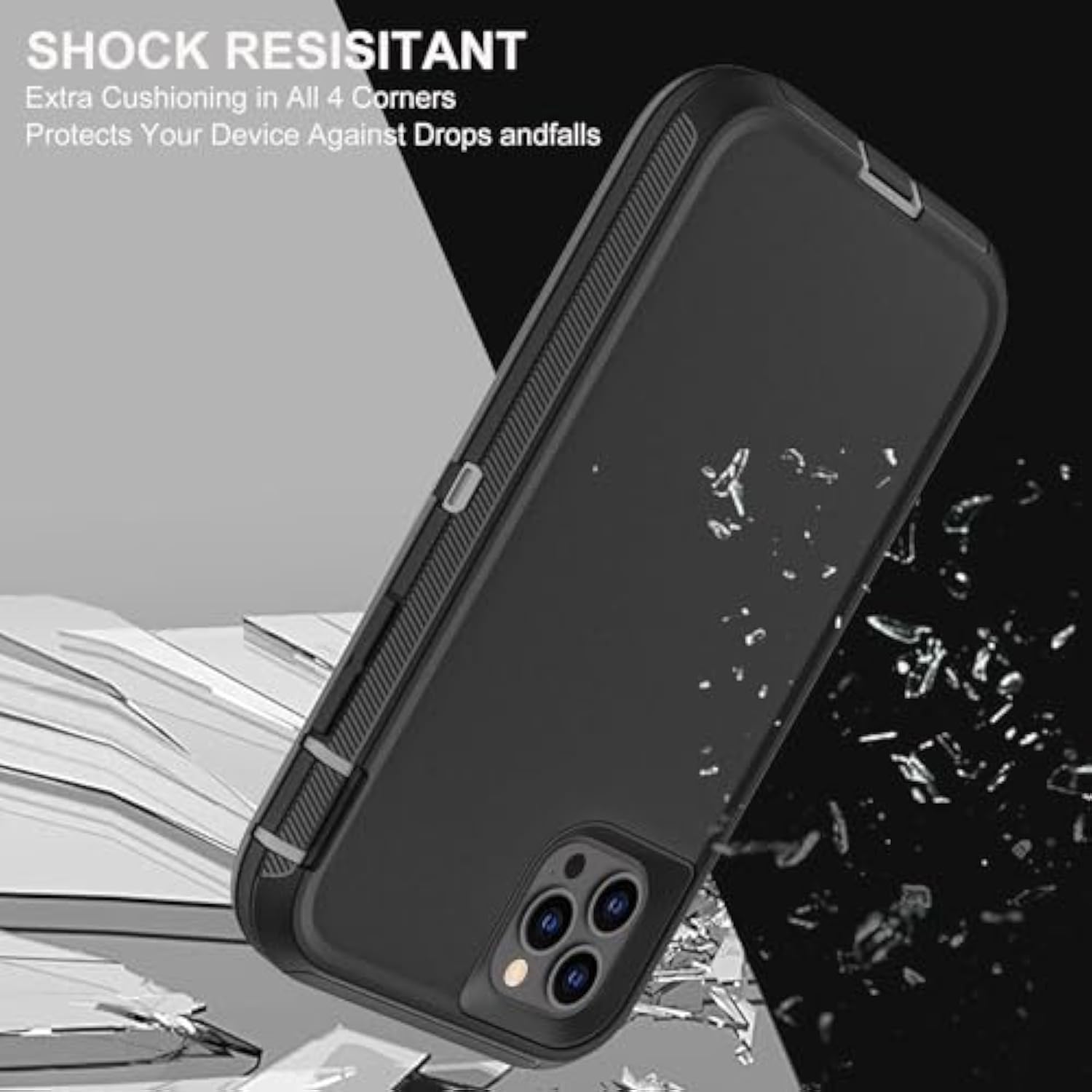 For Iphone 11 Pro Max Case, Military Grade 3 In 1 Heavy Duty Shockproof/Drop Proof/Dust Proof Case With 2Pcs Tempered Glass Screen Protector (Black/Grey)