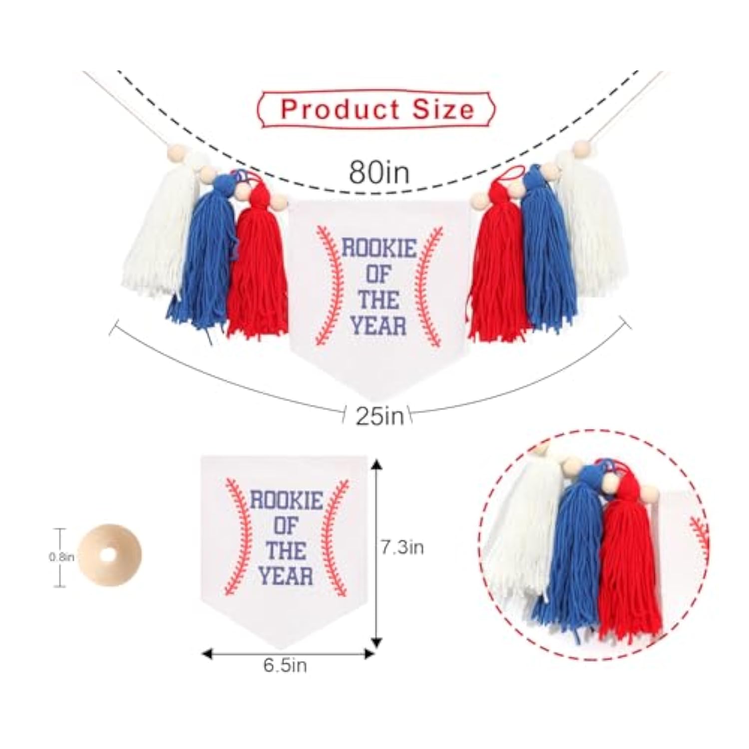 Blue "Rookie Of The Year" 1st Birthday High Chair Banner Baseball Photo Prop