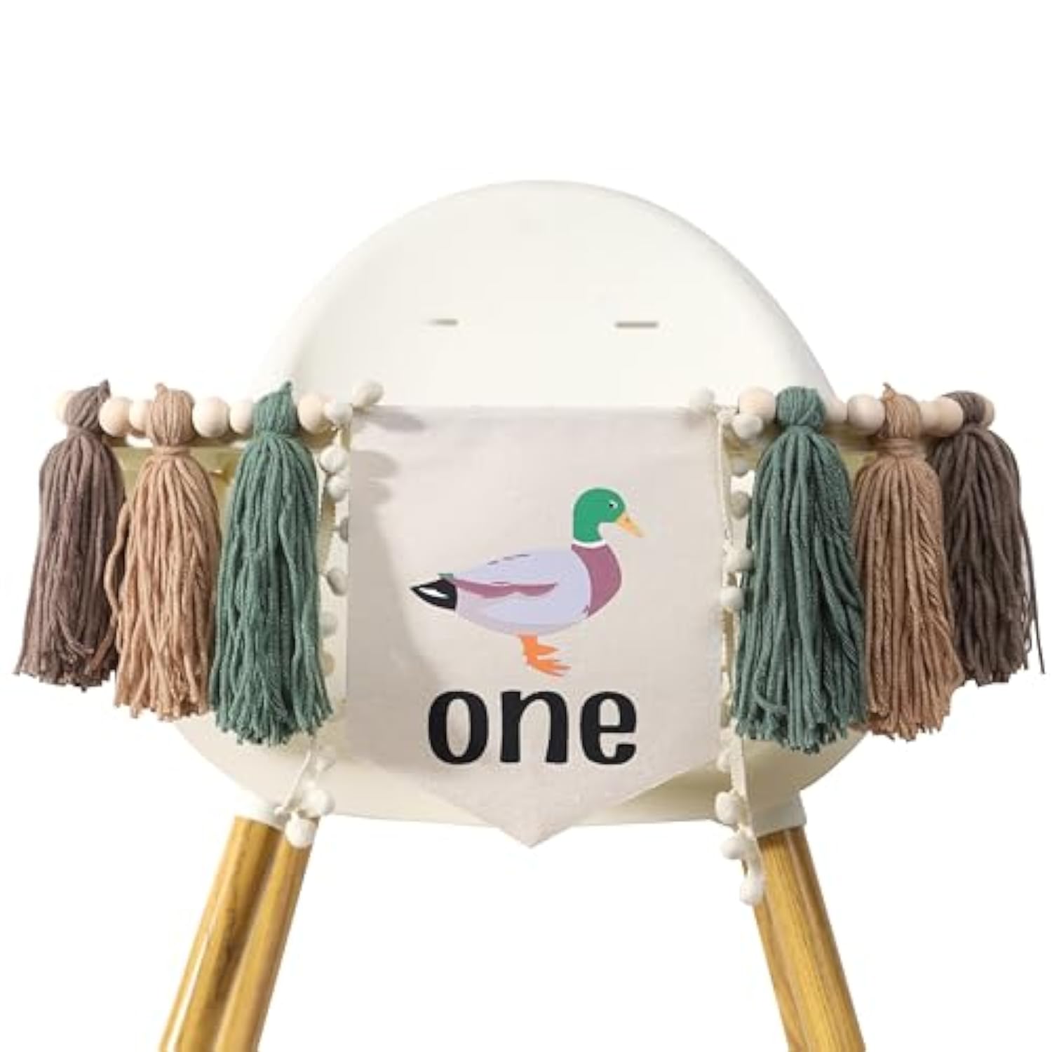 Lucky Duck Tassel High Chair Banner - Mallard Duck & Duckling 1St Birthday Party Decorations