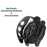[1+4 Pack] Case With Tempered Glass Screen Protector Compatible With Garmin Fenix 8 Amoled 47Mm (Not For Fenix 8 47Mm Solar), Bumper Full Coverage Protective Soft Cases Face Cover For Fenix 8 Amoled 47Mm