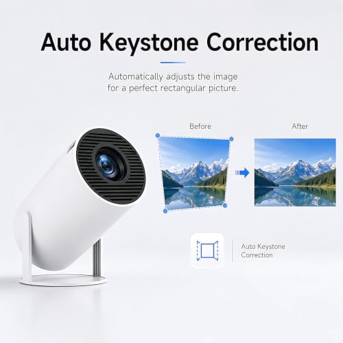 Mini Projector With Wifi And Bluetooth, Portable Projector 4K Support, Android 13, Auto Keystone, 180° Rotatable, 40"-150" Screen Small Projector Hy300 Pro