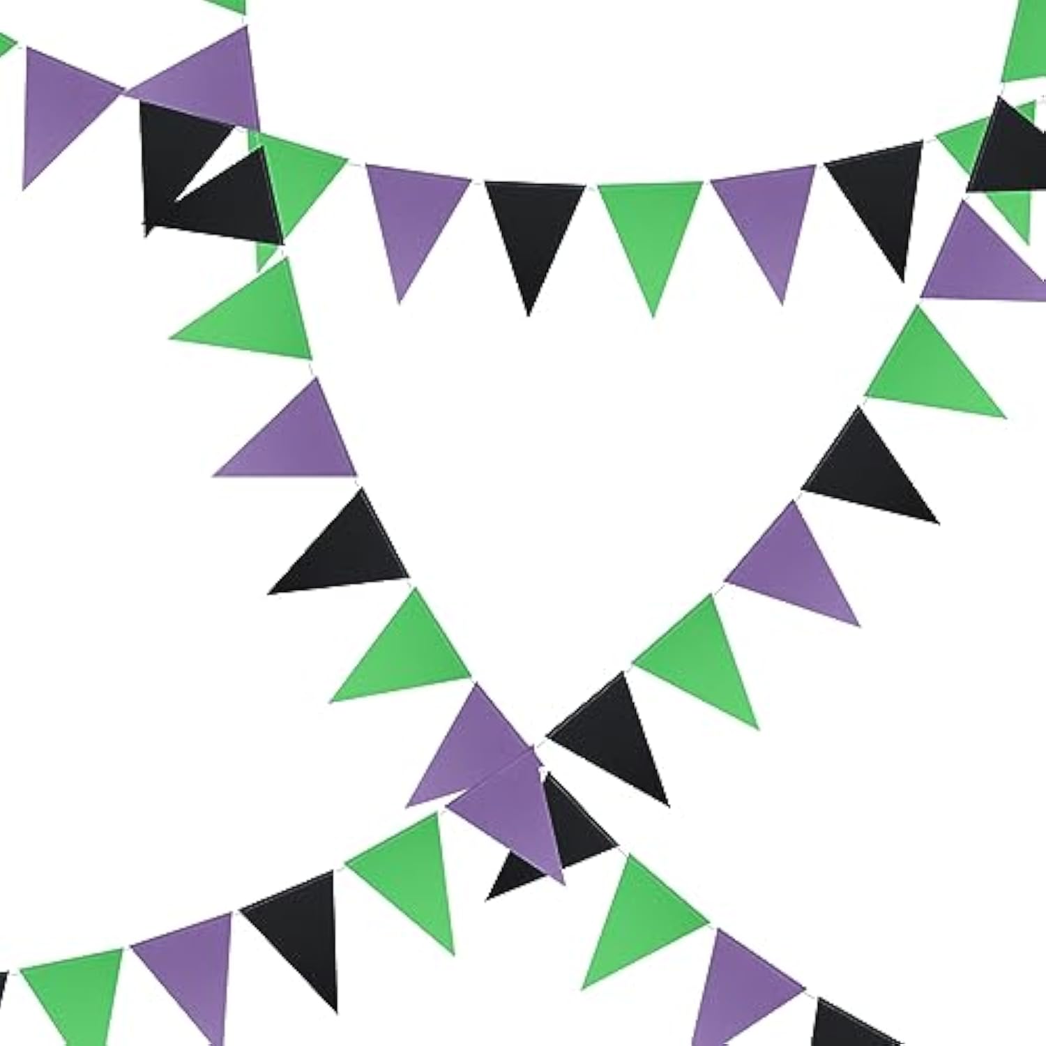 3 Pack Purple Black Green Glitter Halloween Pennant Banner Triangle Flag Party Decorations