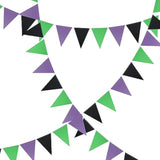 3 Pack Purple Black Green Glitter Halloween Pennant Banner Triangle Flag Party Decorations