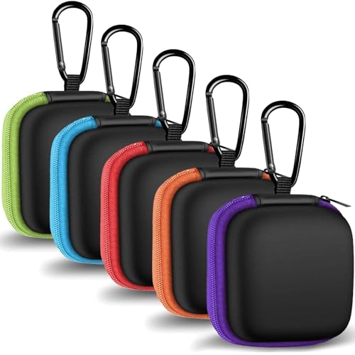 Earbud Case Portable EVA Carrying Case Storage Bag Cell Phone Accessories Organizer with Carabiner for Wired/Wireless Headphones, SD Memory Card,