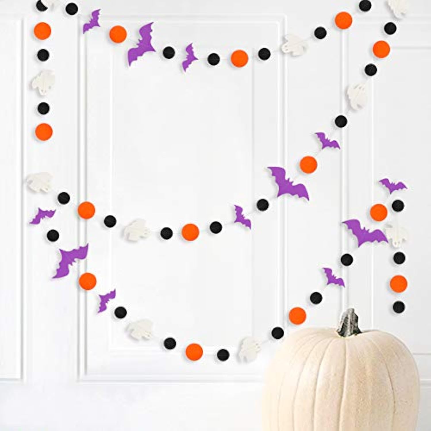 39Ft Halloween Party Garland Streamers Purple Bat White Ghost Black Orange Banner