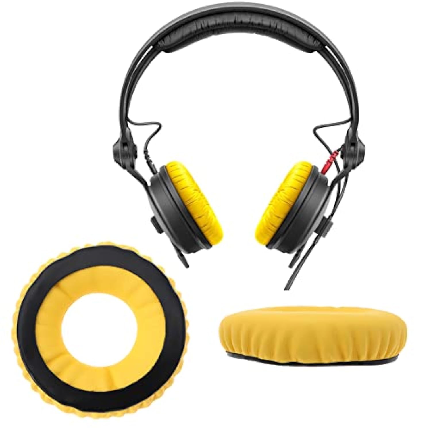 1 Pair Earpads Compatible With Sennheiser Hd25 Hd25-Ii Hd25Sp Hd25Sp-Ii Headphones Replacement Leather Soft Foam Ear Cushions Headset Repair Parts Black