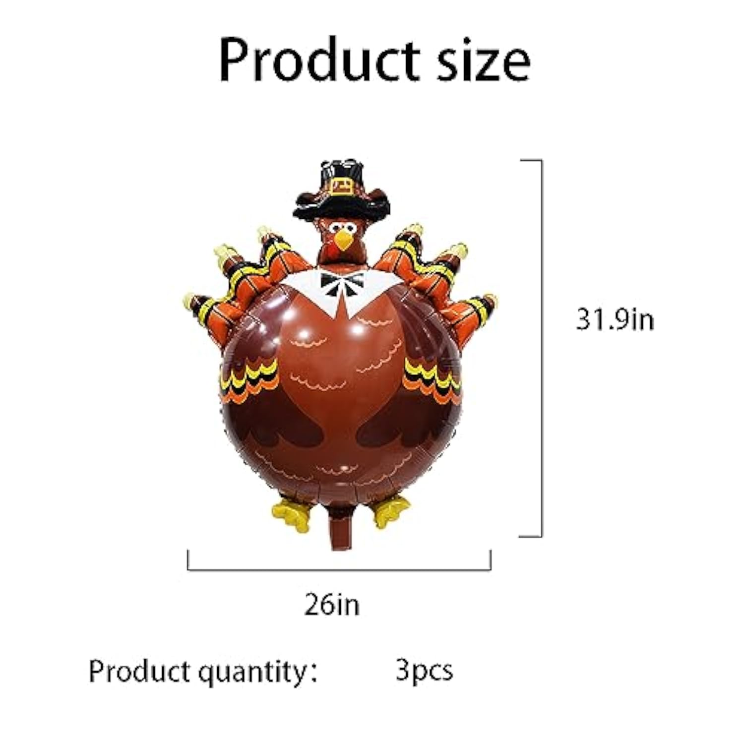 Turkey Balloons 3Pcs Thanksgiving Foil Balloons Fall Harvest Party Decorations Set