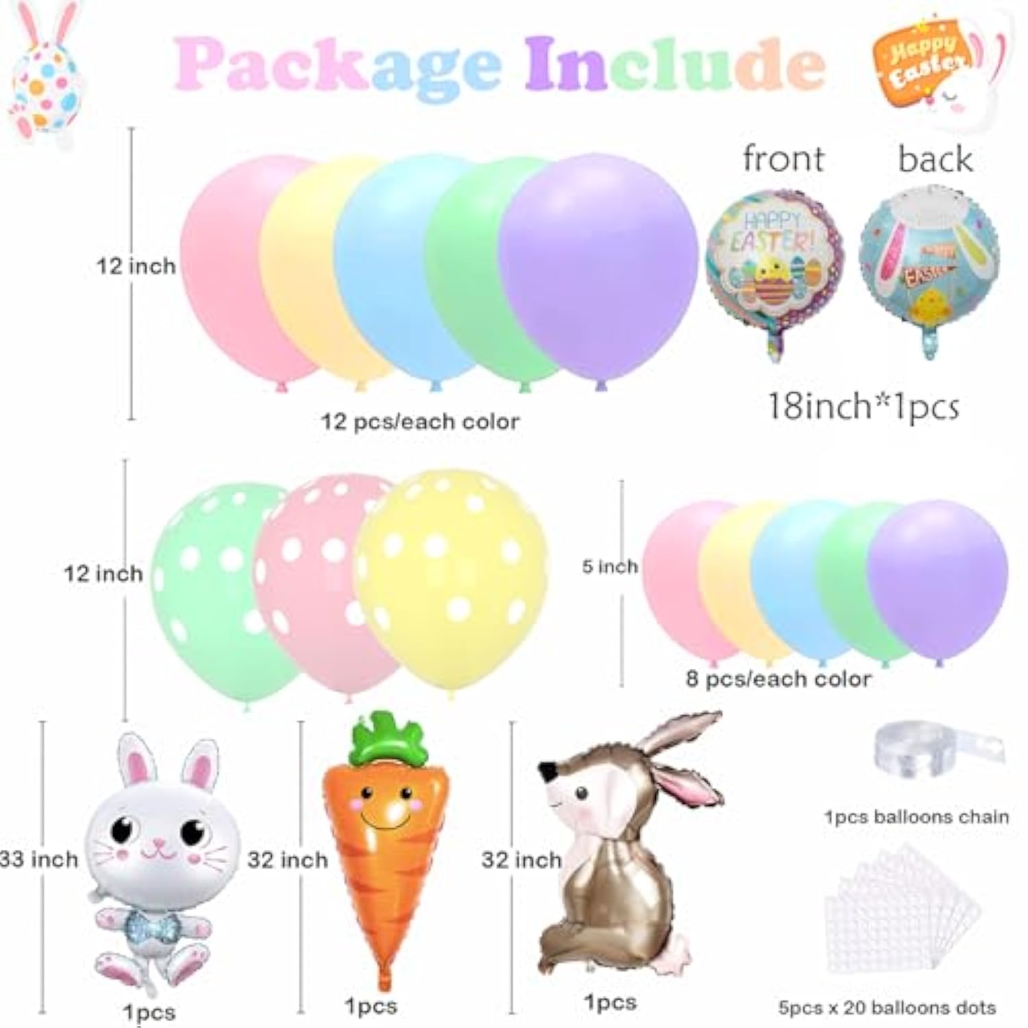 Easter Balloon Arch Spring Balloon Garland Arch Ki With Pastel Balloons,Bunny And Carrot Foil Balloons For Easter Decorations