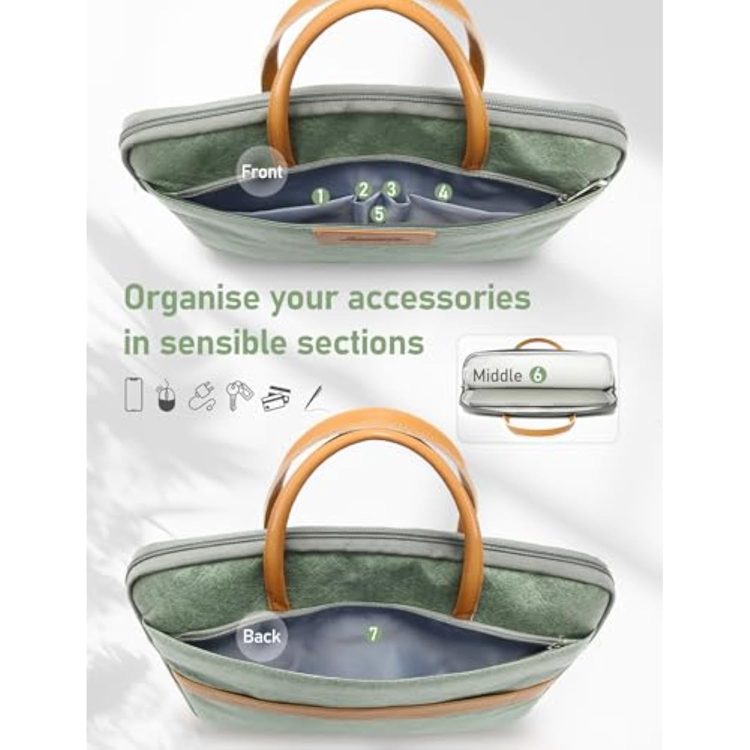 15-16 Inch Shockproof Laptop Sleeve With Handle, Computer Bag For Macbook Pro 16 M4/M3/M2/M1 Pro/Max, Macbook Air 15 M4/M3/M2, 15.6 Inch Chromebook, 16 Inch Tuf Gaming, Inspiron 16, Spruce