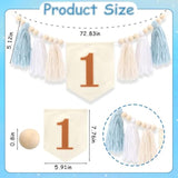 One High Chair Banner For First Birthday Decoration Boys, Blue Tassel Banner For 1St Birthday Photo Backdrop Decor
