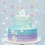 2 Pack Snowflake Garland Banner Blue Purple White Glitter for Party Decorations