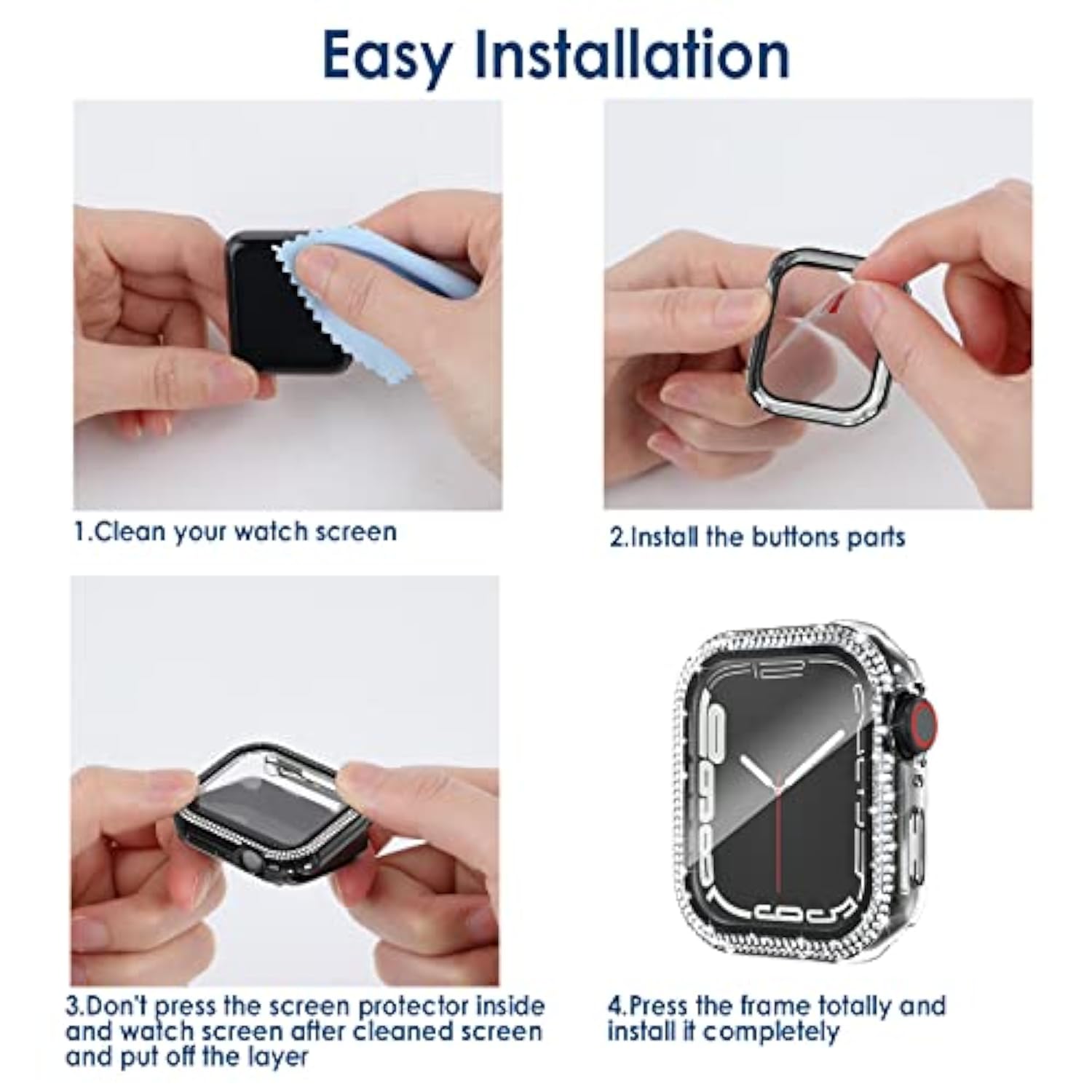 5-Pack Women Bling Screen Protector Case Compatible With Watch 38Mm 40Mm 41Mm 45Mm Series 10 42Mm 46Mm, Screen Case Compatible With Iwatch Series 10 9 8 7 6 5 4 3 2 1 (45Mm)