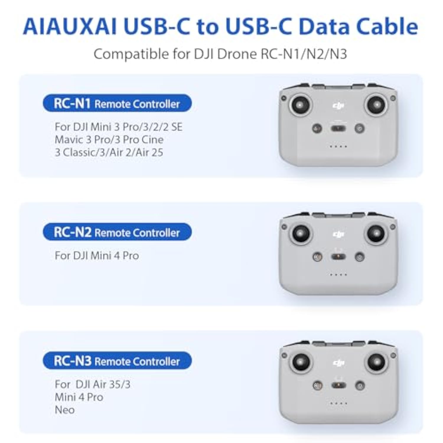 Usb C To Usb C Cable 1Ft For Dji Mavic 3 4 Pro Mini 4K 2 3 Pro Air 3 2 2S Remote Controller,30Cm Nylon Braided Rc-N1/N2/N3 Drone Controller Cable Connect For Iphone 16 17 Samsung S25 S24 Otg Data Cord