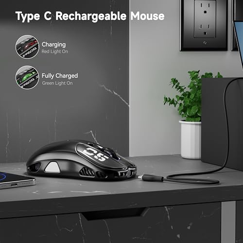Wireless Bluetooth Mouse, Dual Mode (Bt5.1&2.4Ghz) Rechargeable Led Wireless Mouse, Computer Mice For Laptop/Pc/Mac-Bronze