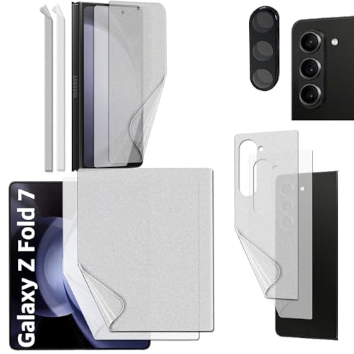 [2Set 9Pcs] [Anti-Glare (Matte) Tpu Film 1Set 4Pcs][Self-Healing (Clear) Tpu Film 1Set 4Pcs][1 Tempered Glass Lens Protector] With Hinge Protector For Samsung Galaxy Z Fold 7 5G 2025 Scratch Resistant [Perfect Fit For Foldable Screen]