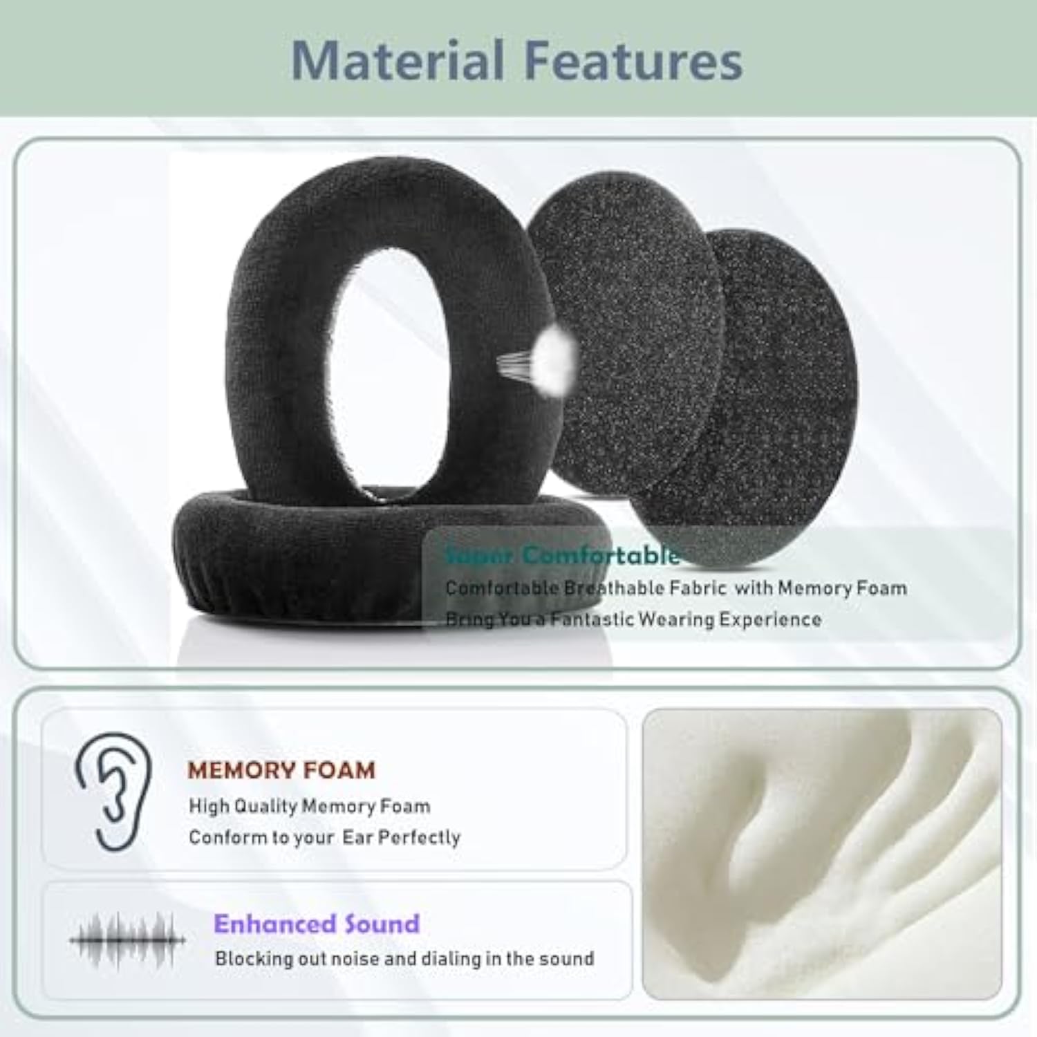 Soft Fabric Earpads Replacement Compatible With Sennheiser Hd525 Hd58X Hd545 Hd565 Hd580 Hd600 Hd650 Hd660S Hd535 Headphones Ear Pads Cushion(Soft Fabric/High Density Foam)