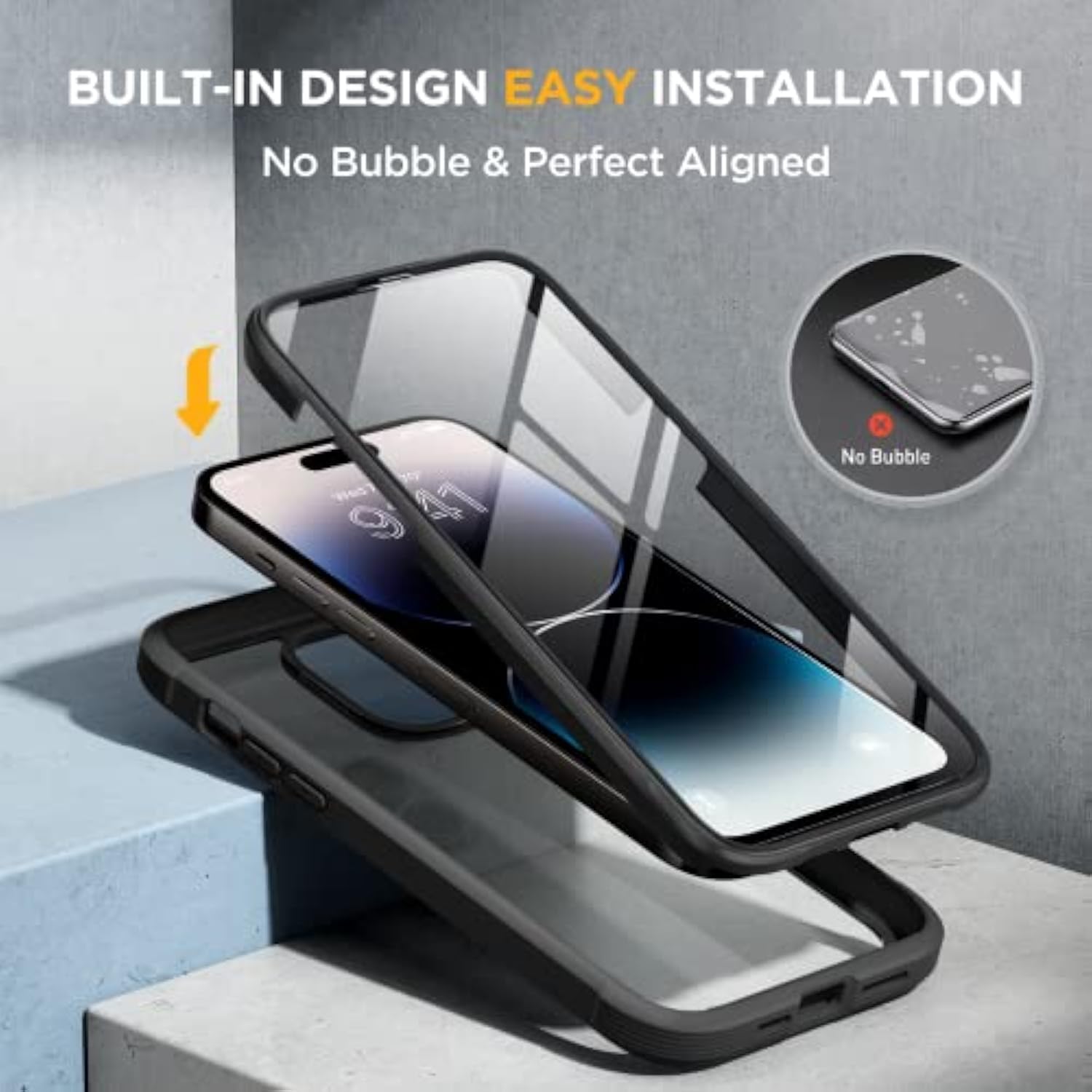 Full-Body Case with Built-in 9H Tempered Glass Screen Protector for iPhone 14 Pro Max