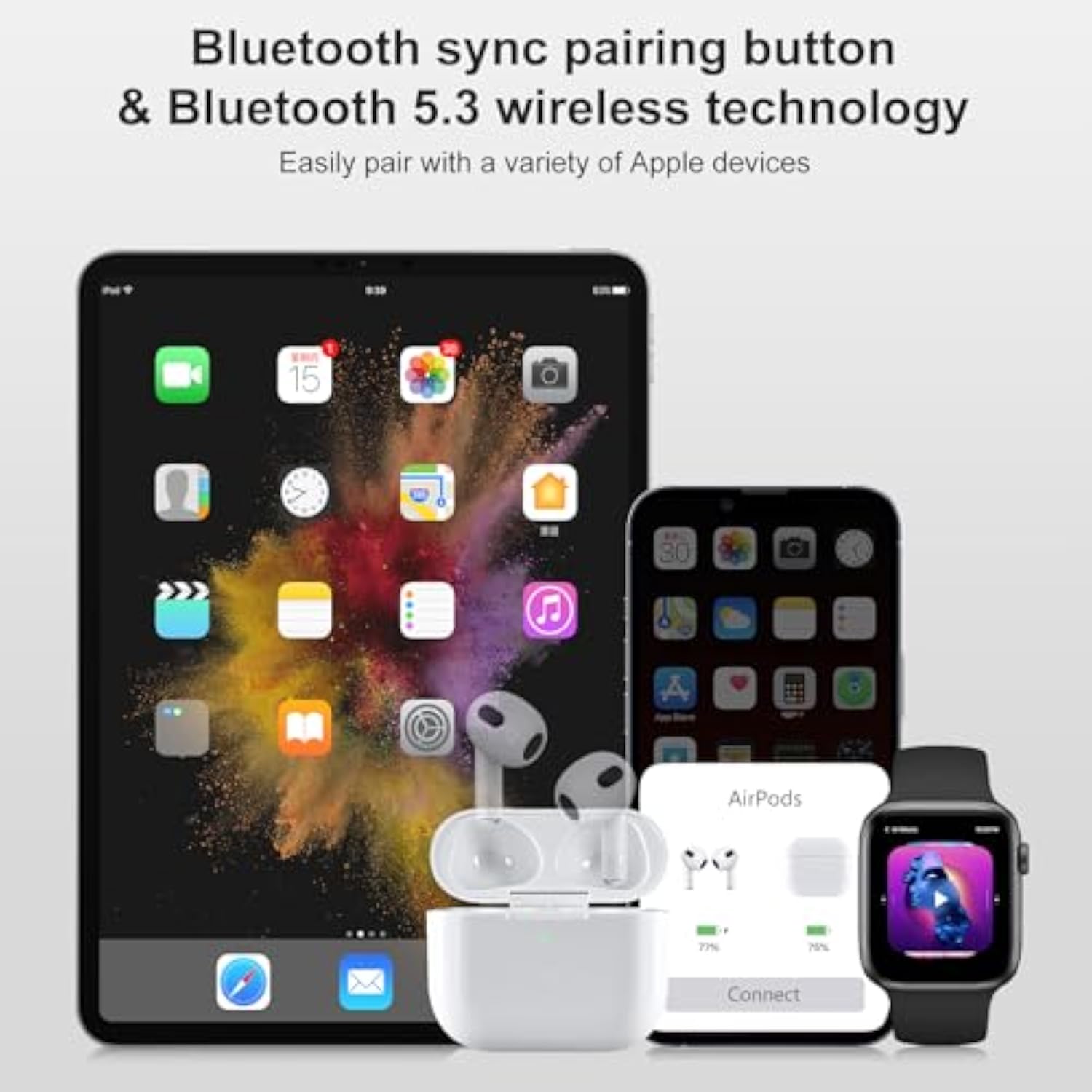 Wireless Charging Case Replacement Compatible With Airpod 3Rd Generation, Air Pod 3 Charger Case With Bluetooth Pairing Without Earbuds, White