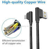 3 Pack 6Ft 90 Degree Right Angle Braided Type C Fast Charging Cable Usb-C Quic