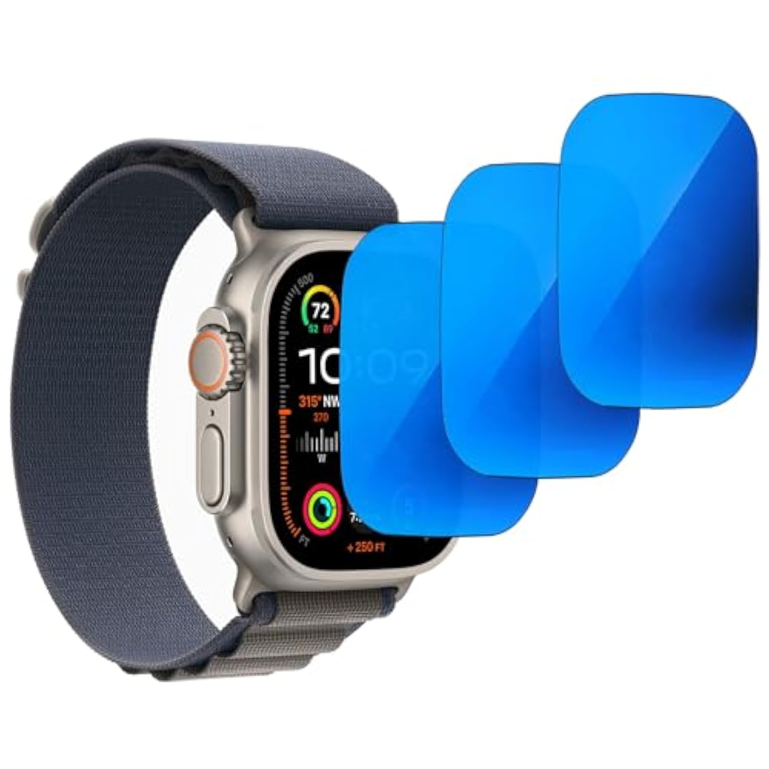 3 Pack Anti-Blue Privacy Tempered Glass For Apple Watch Ultra 2 / Watch Ultra 49Mm Mirror Anti-Spy Screen Protector Anti-Peep Film Electroplated Blue