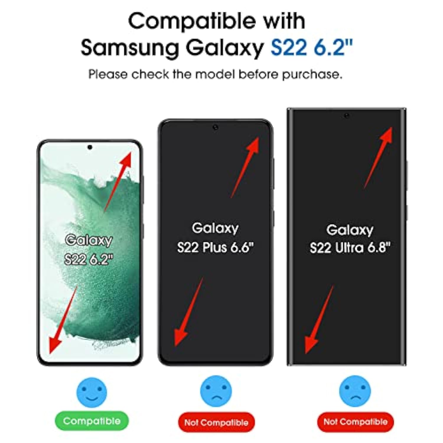 amFilm OneTouch Screen Protector for Samsung Galaxy S22 5G 6.1 Inch, 9H Hardness with Camera Lens Protector, Easiest to Installation and Bubble Free, Tempered Glass, 2 Pack