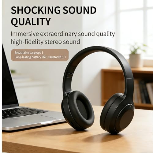 Wireless Bluetooth 5.4 Headphones Over Ear ,Noise Reduction Wireless Headphones with Microphone/Deep Bass,Adjustable HiFi Stereo Foldable On Ear