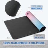 Topographic Pastel Pink Blue Gradient Gaming Mouse Pad, 31.5X15.7 In, Non-Slip Rubber Base, Large, For Computer, Laptop, Keyboard, Desk Decor