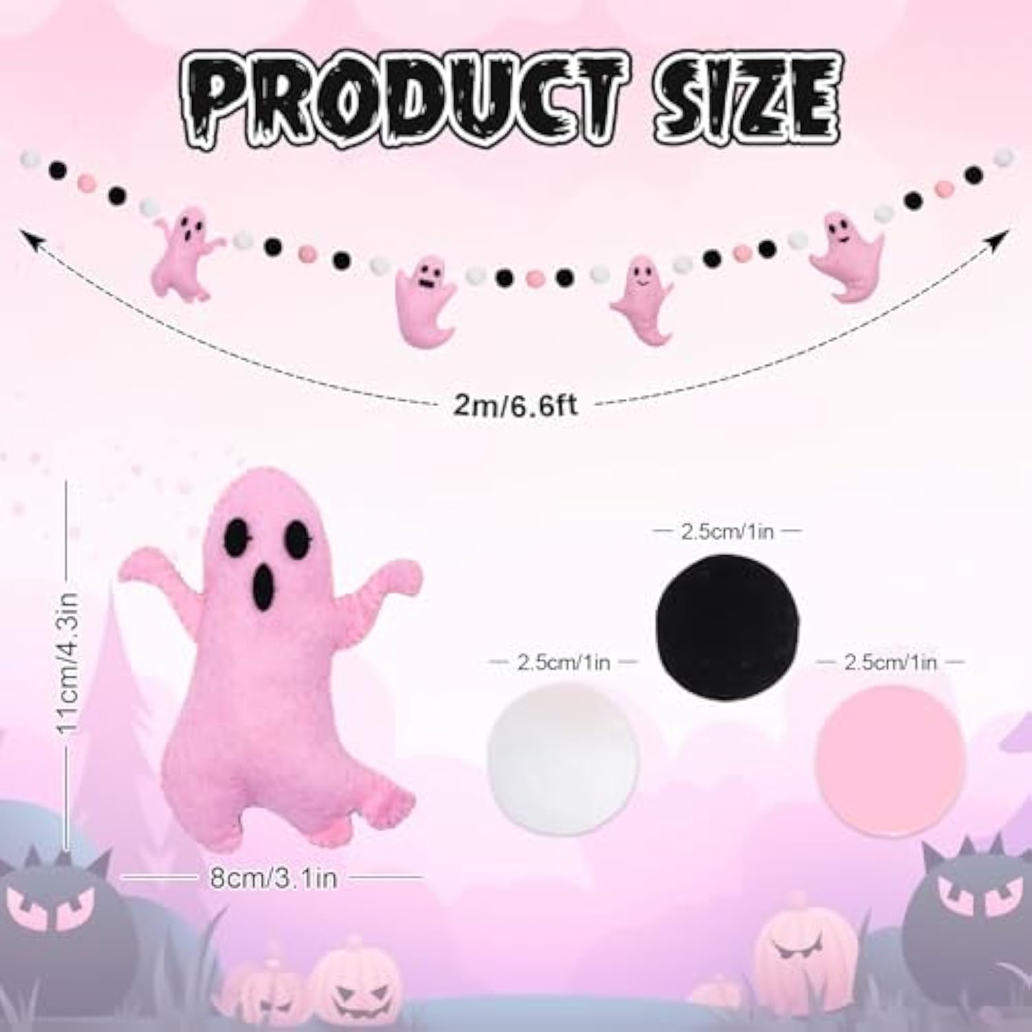 Halloween Ghost Banner: Felt Party Decor, Black, White & Orange