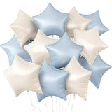 Blue White Star Balloons,12Pcs Baby Blue White Star Shaped Foil Balloons,18Inch Large Cream White Helium Polyester Film Balloon For Baby Shower Birthday Anniversary Party Decorations