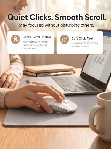 R306 Pro Wireless Mouse, Dual Bluetooth & 2.4G, Type-C Rechargeable, Silent Click, Slim Symmetrical Design, Portable For Laptop/Ipad/Macbook/Desktop/Windows/Macos White