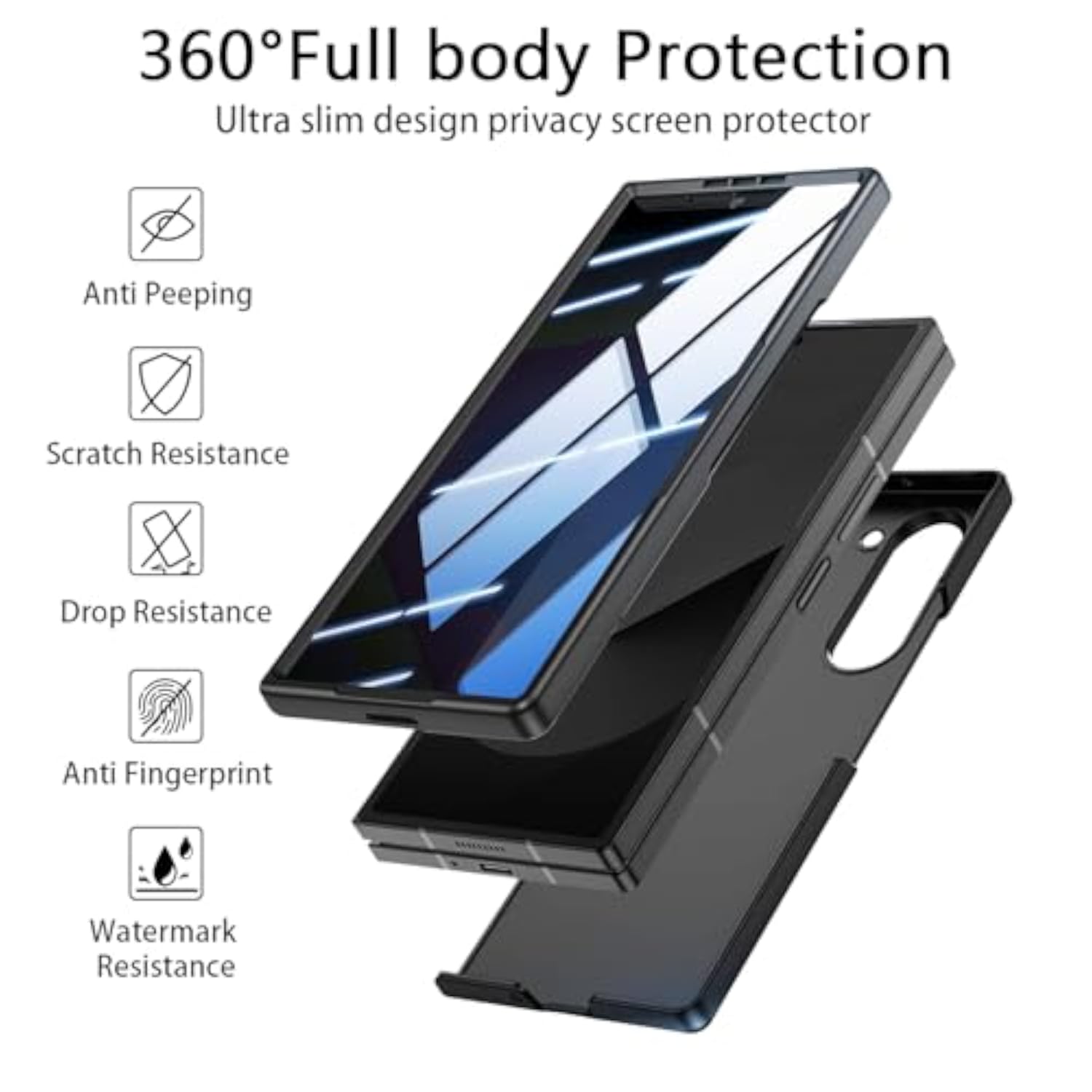 Galaxy Z Fold 6 Privacy Case with Built-in Anti Peeping Screen Protector
