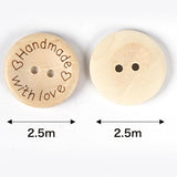 100Pcs 1" 25Mm Handmade With Love Wood Buttons Craft Sewing Button (1"