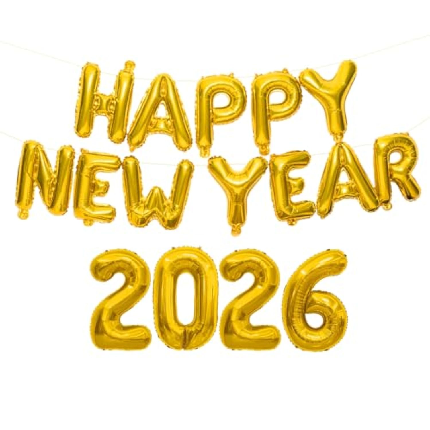 Gold Happy New Year 2026 Balloons for NYE Party and Festive Decorations