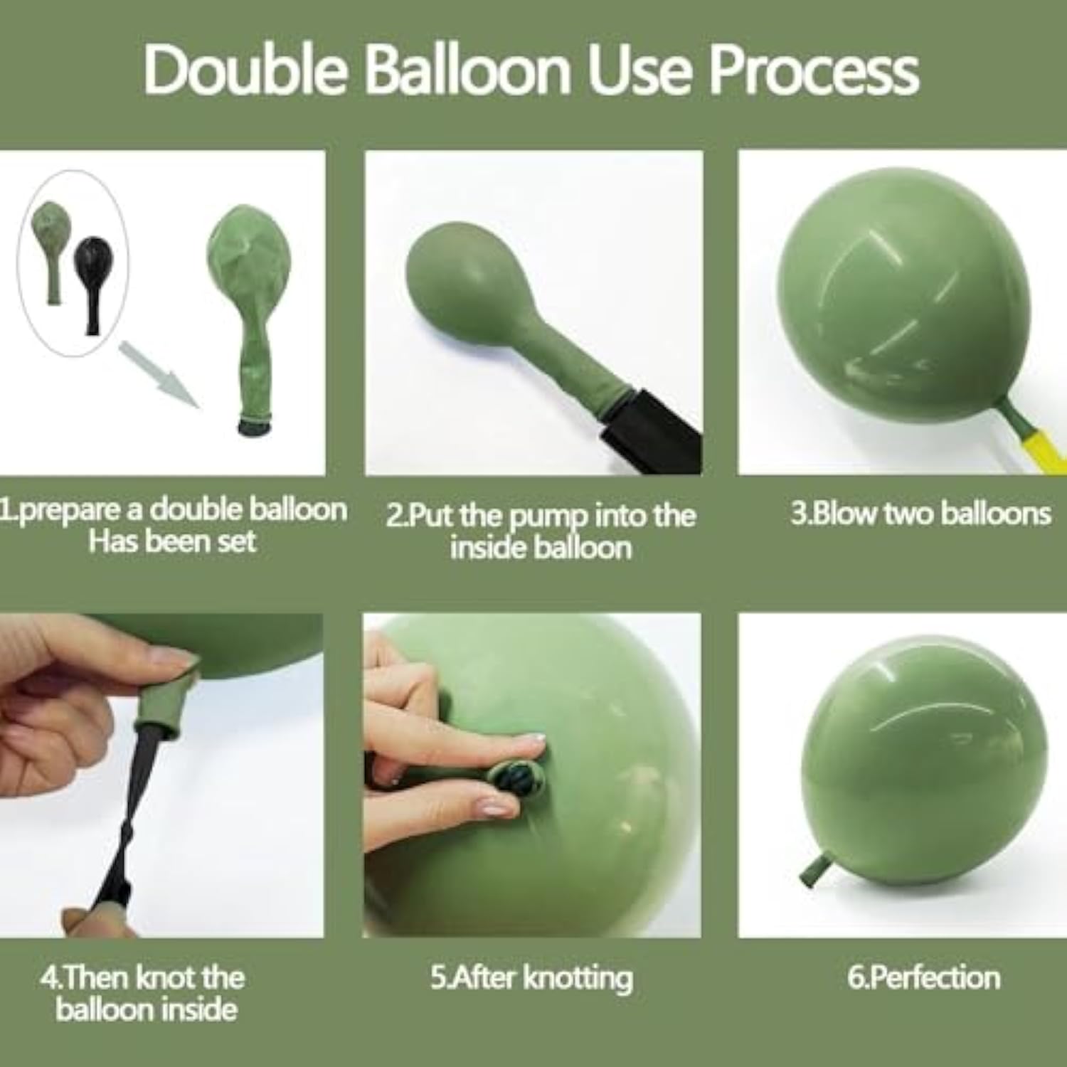 55pcs Double Stuffed Sage Green Balloon Garland Kit for Baby Shower & Parties