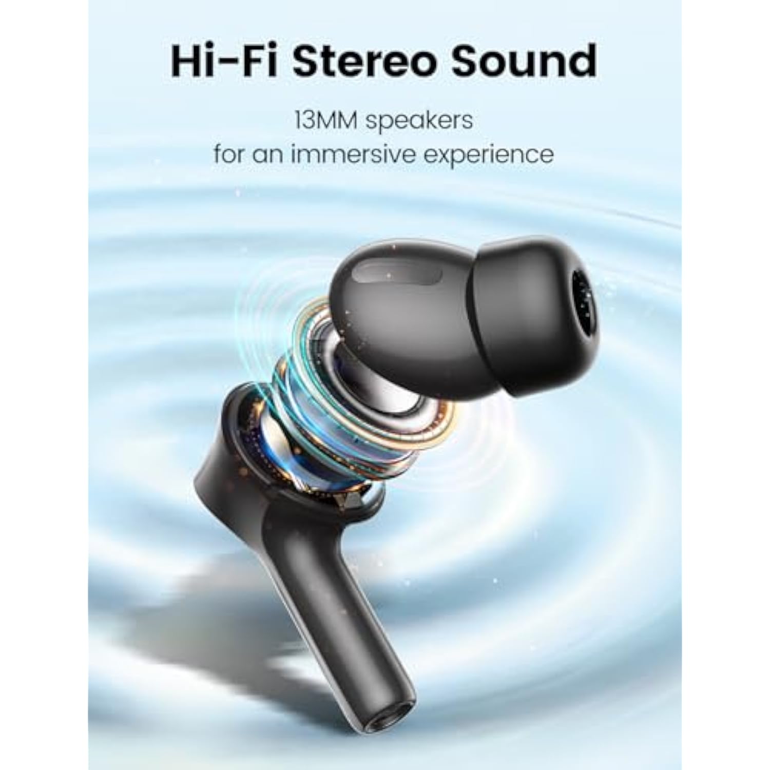 Wireless Earbuds Bluetooth 5.3 Headphones 50H Playtime Deep Bass Stereo Ear Buds With Mic Ipx7 Waterproof Comfort Lightweight In Ear Earphones For Pad Android/Ios Phones Gifts For Women Men