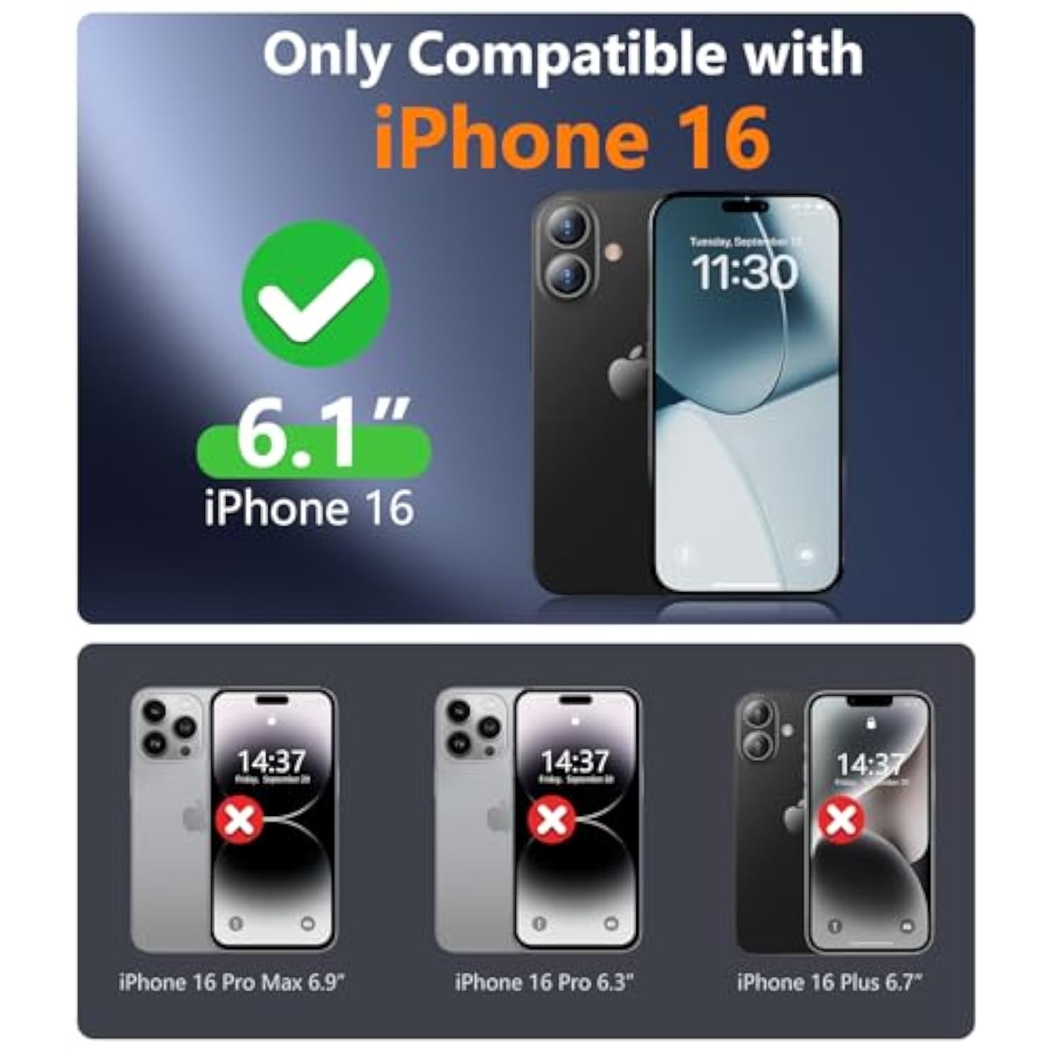 Designed For Iphone 16 Case Magnetic,[Compatible With Magsafe][ Grade Drop Protection] Dropproof Heavy Duty Tough Rugged Shockproof Phone Case For Iphone 16 (6.1")-Black