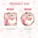 40 Pcs Merry Christmas Plates And Napkins Sets Cute Winter Christmas Round Disposable Tableware Pink Chrismas Paper Plates And Napkins For Holiday Xmas Theme Party Supplies Table Decor, Serves 20