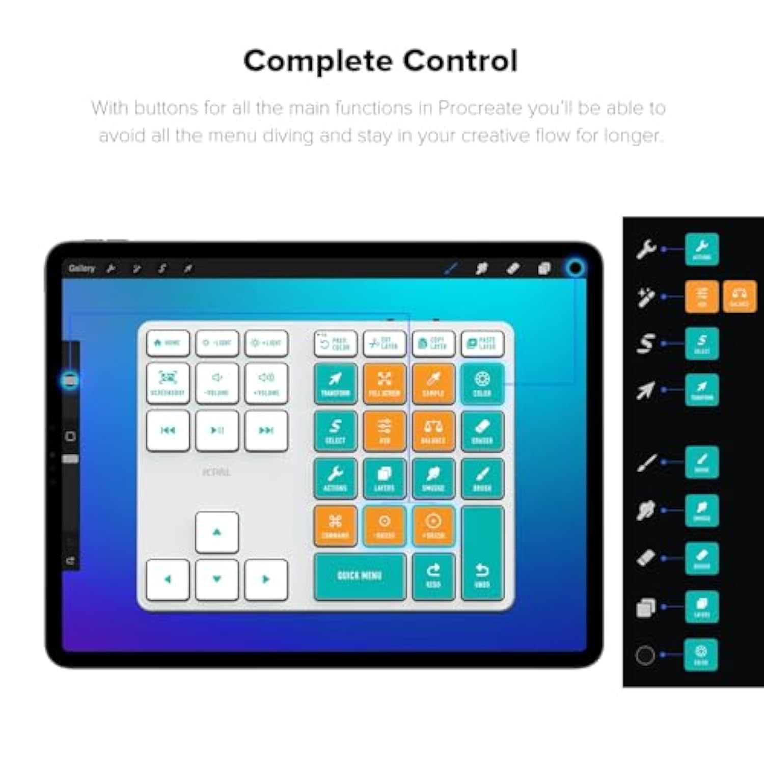 Proguide Wireless Keyboard For Procreate - Bluetooth Rechargeable Macro Pad Mi
