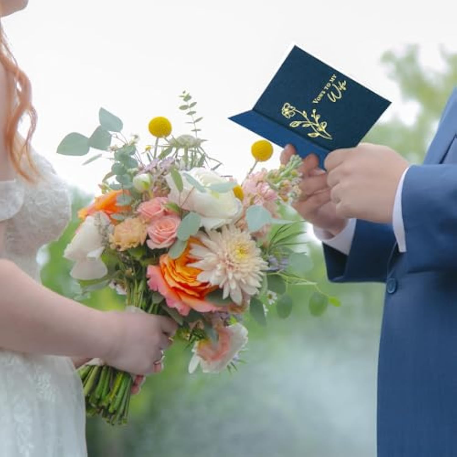 2 Pcs Elegant Wedding Vow Books With Vow Starter Cards, Lined Pages, Linen Hardcover His & Hers Wedding Gifts Keepsake Book Bride And Groom Notebook For Ceremony Vows