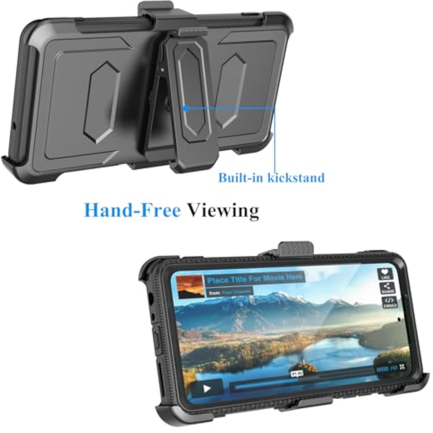 For Moto G 5G 2025 Case, For Motorola Moto G 5G 2025 Phone Holster Case, [Nbeck] Shockproof Heavy Duty Built-In Screen Protector Rugged Swivel Belt Clip Holster Kickstand Hard Cover [Black]