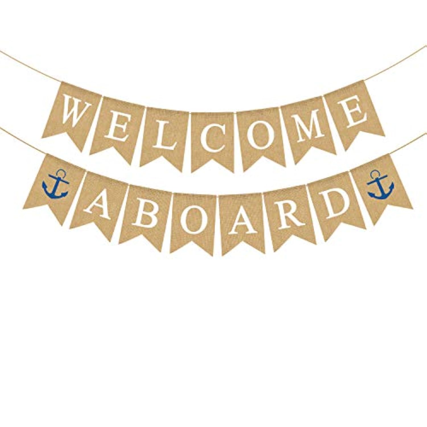 Jute Burlap Welcome Aboard Banner Nautical Boy Baby Shower Birthday Party Nursery Garland Decoration